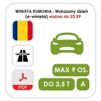 Rumunia wskazany dzień do 23:59 kat. A - samochód osobowy (e-winieta)